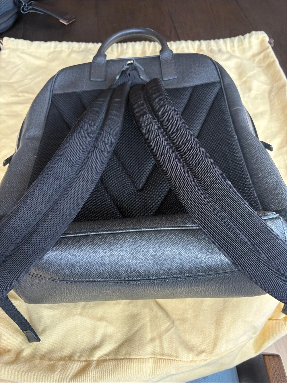Louis Vuitton Men's Black Leather Backpack - Sleek Everyday Carry